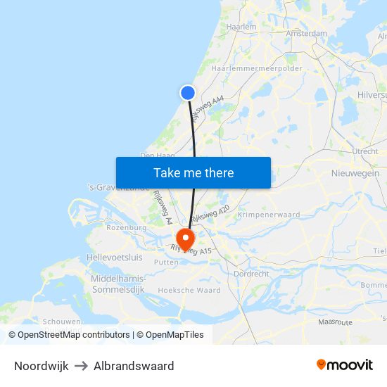 Noordwijk to Albrandswaard map