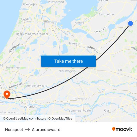 Nunspeet to Albrandswaard map