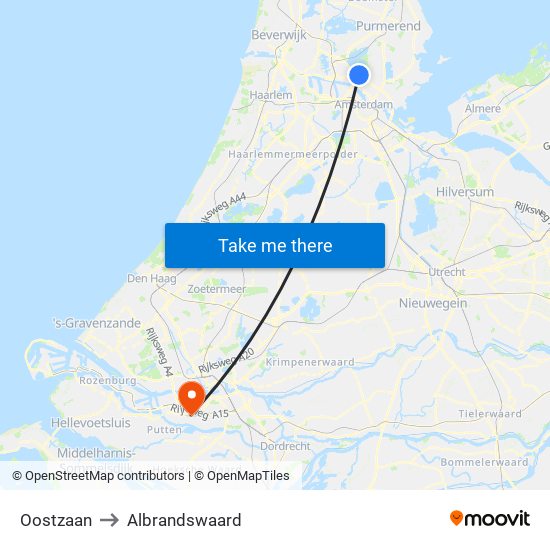 Oostzaan to Albrandswaard map