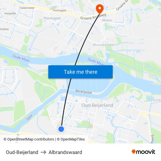 Oud-Beijerland to Albrandswaard map