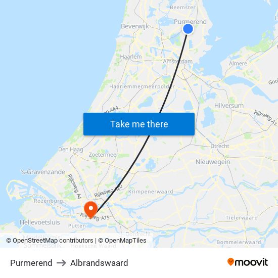 Purmerend to Albrandswaard map