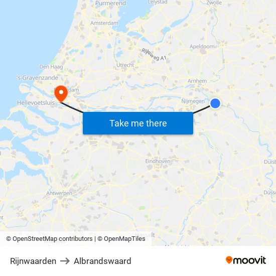 Rijnwaarden to Albrandswaard map