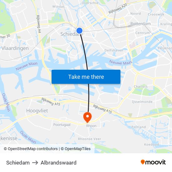 Schiedam to Albrandswaard map