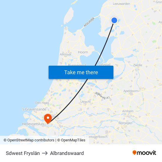 Sdwest Fryslân to Albrandswaard map