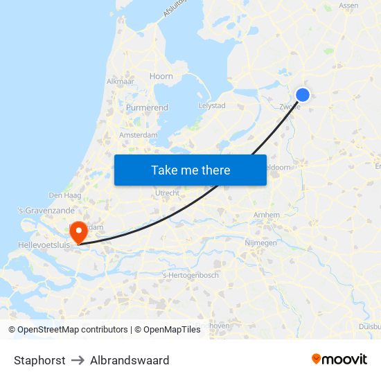 Staphorst to Albrandswaard map