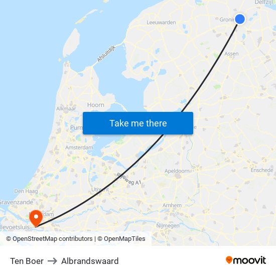 Ten Boer to Albrandswaard map