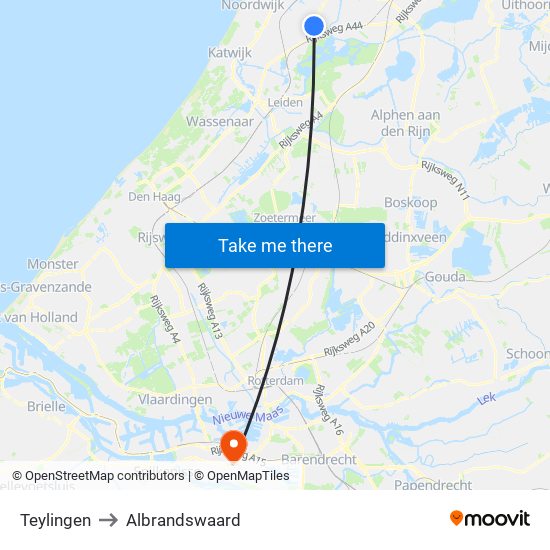 Teylingen to Albrandswaard map