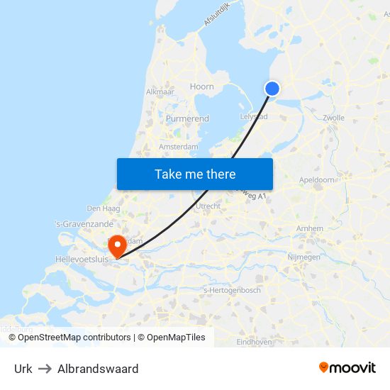 Urk to Albrandswaard map