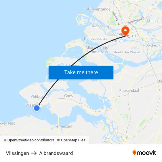 Vlissingen to Albrandswaard map