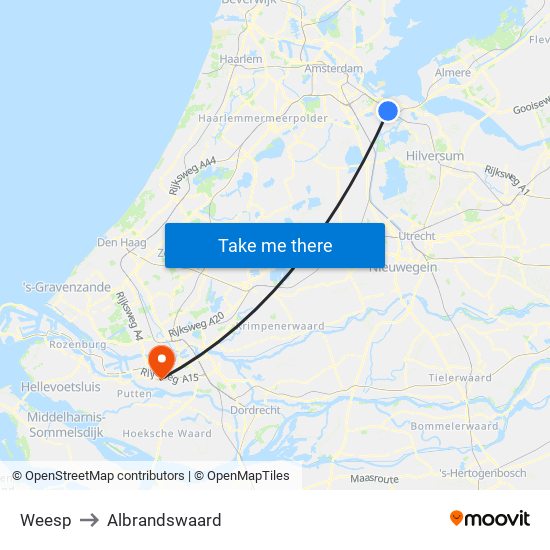 Weesp to Albrandswaard map