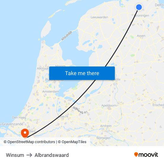 Winsum to Albrandswaard map