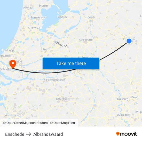 Enschede to Albrandswaard map