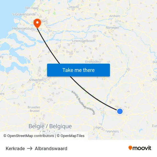 Kerkrade to Albrandswaard map