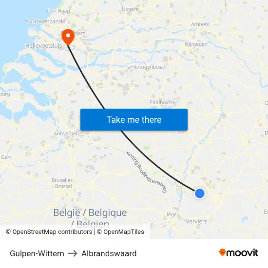 Gulpen-Wittem to Albrandswaard map