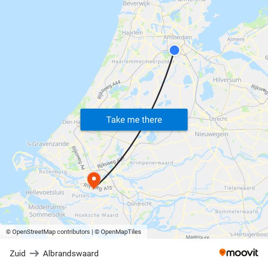 Zuid to Albrandswaard map