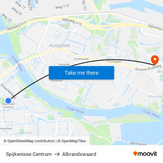 Spijkenisse Centrum to Albrandswaard map