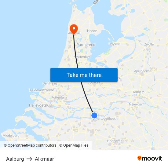 Aalburg to Alkmaar map