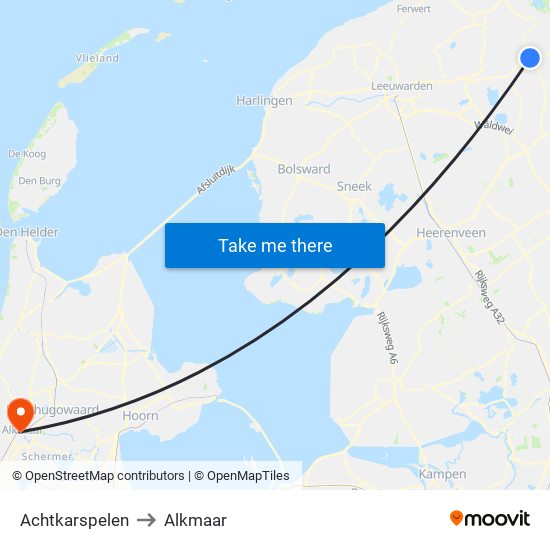 Achtkarspelen to Alkmaar map