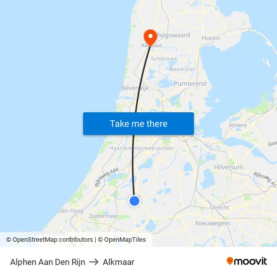 Alphen Aan Den Rijn to Alkmaar map