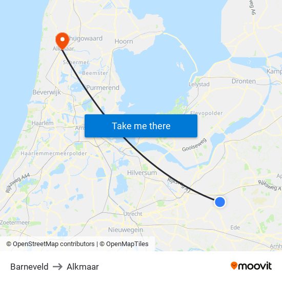 Barneveld to Alkmaar map