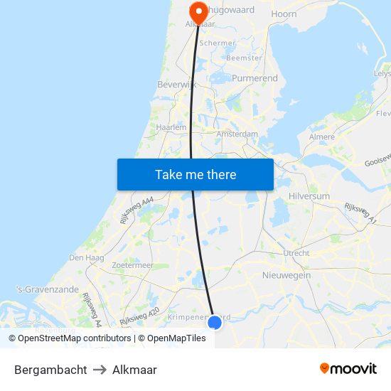 Bergambacht to Alkmaar map