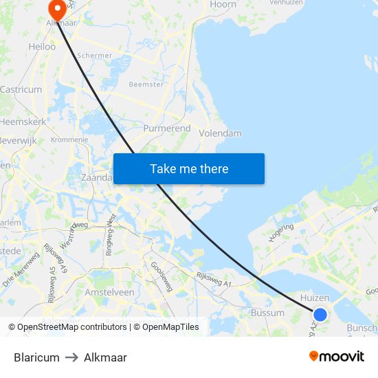 Blaricum to Alkmaar map