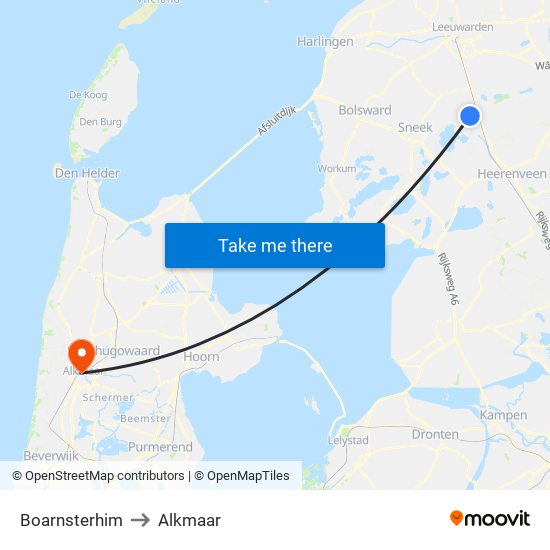 Boarnsterhim to Alkmaar map