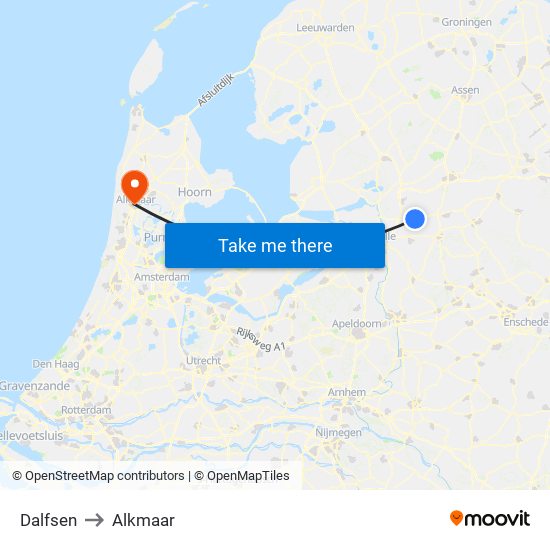 Dalfsen to Alkmaar map