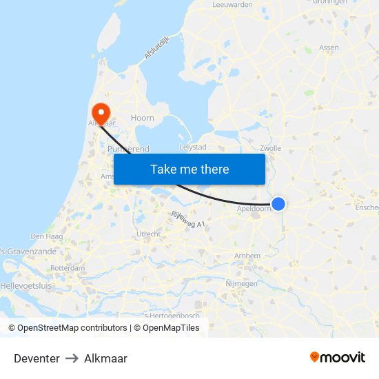 Deventer to Alkmaar map