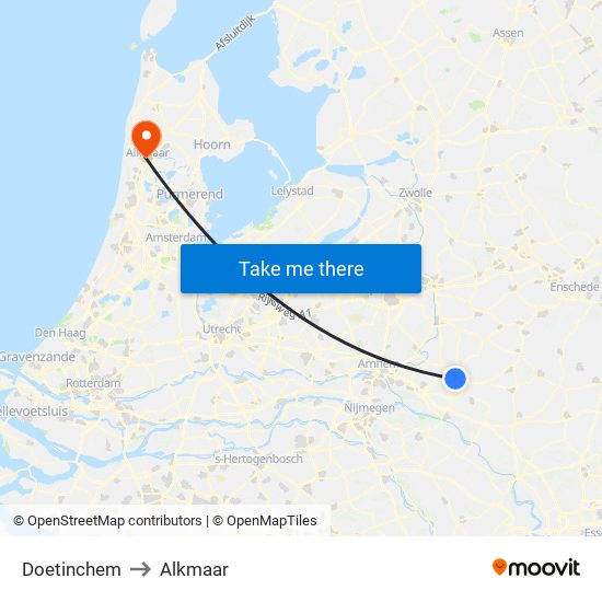 Doetinchem to Alkmaar map