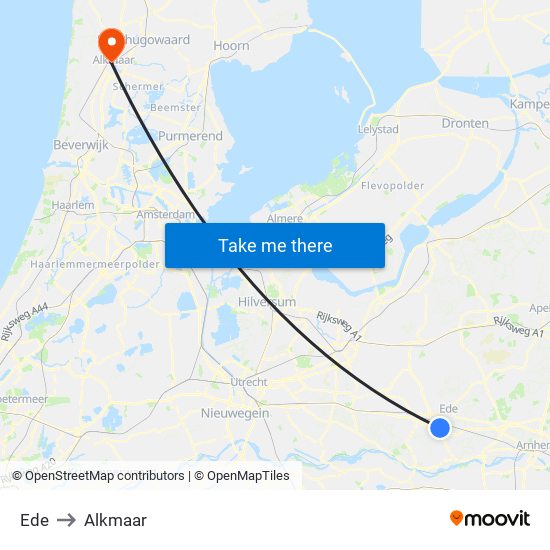 Ede to Alkmaar map