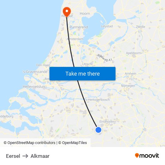 Eersel to Alkmaar map