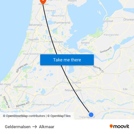 Geldermalsen to Alkmaar map