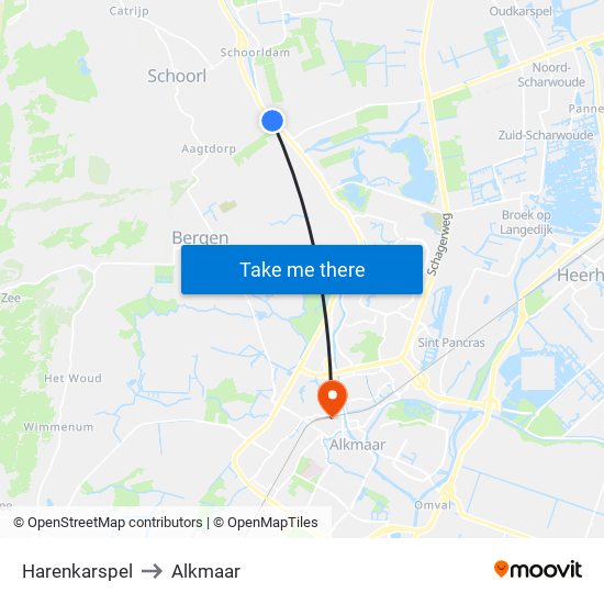 Harenkarspel to Alkmaar map