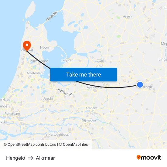 Hengelo to Alkmaar map