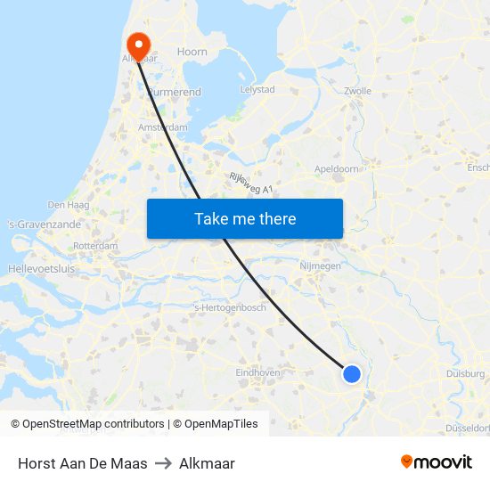 Horst Aan De Maas to Alkmaar map