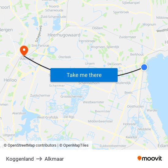 Koggenland to Alkmaar map