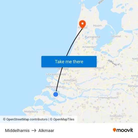 Middelharnis to Alkmaar map