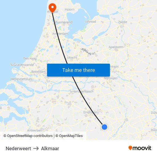 Nederweert to Alkmaar map