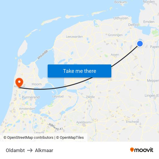 Oldambt to Alkmaar map