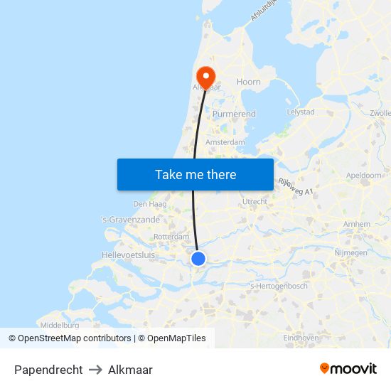 Papendrecht to Alkmaar map