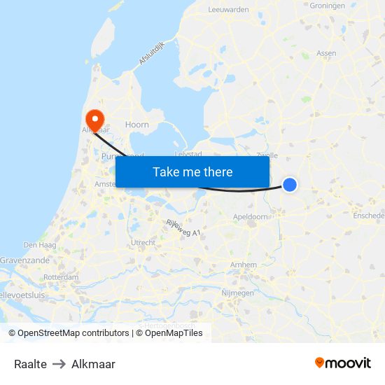 Raalte to Alkmaar map