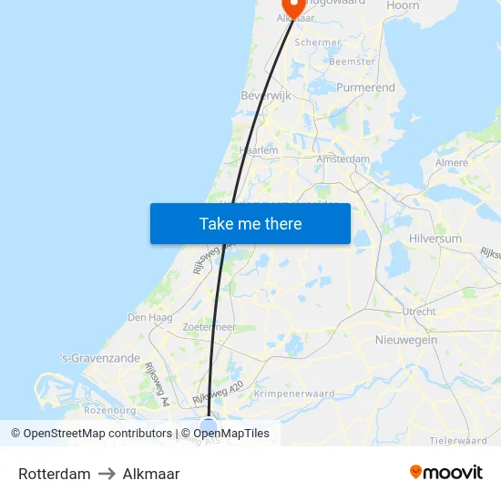 Rotterdam to Alkmaar map