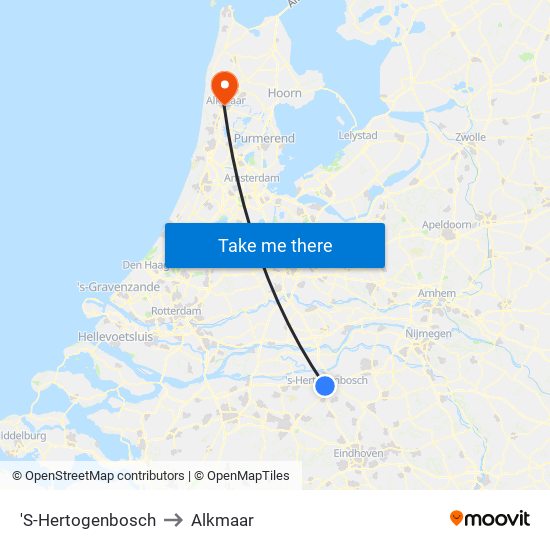 'S-Hertogenbosch to Alkmaar map