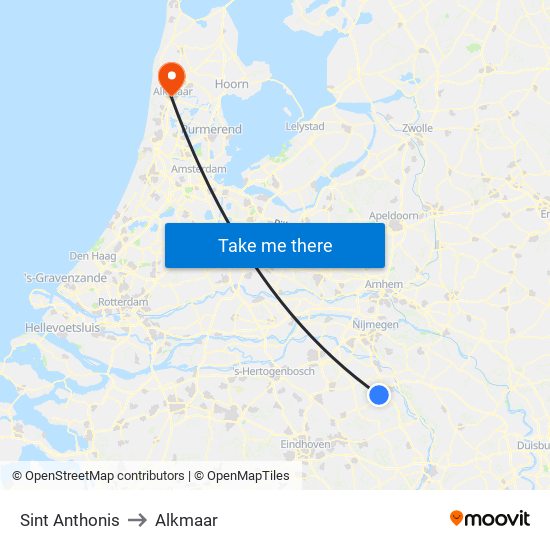 Sint Anthonis to Alkmaar map