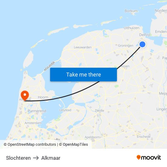 Slochteren to Alkmaar map