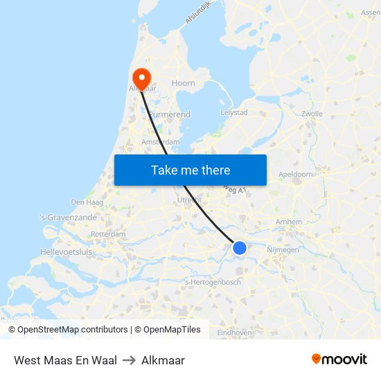 West Maas En Waal to Alkmaar map