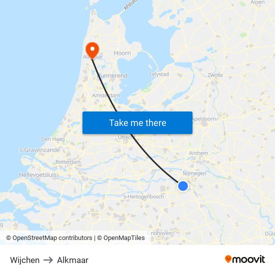 Wijchen to Alkmaar map