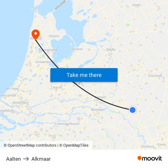 Aalten to Alkmaar map