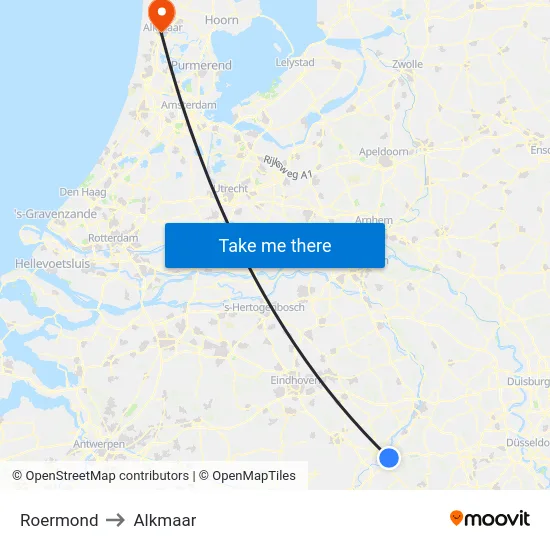 Roermond to Alkmaar map